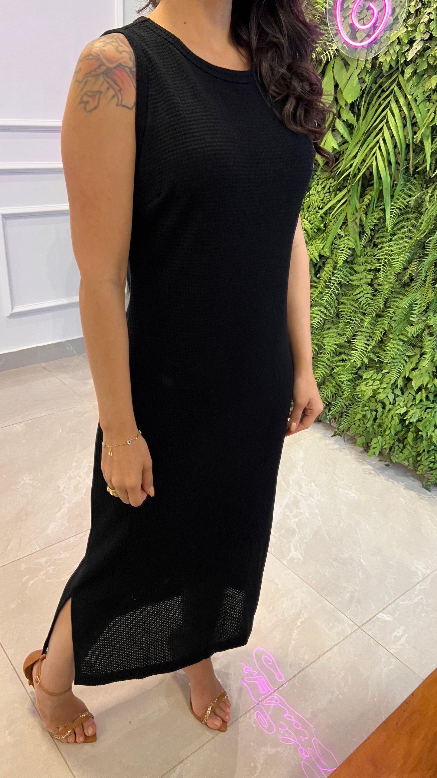 Vestido Longuete Malha Tricot - Preto