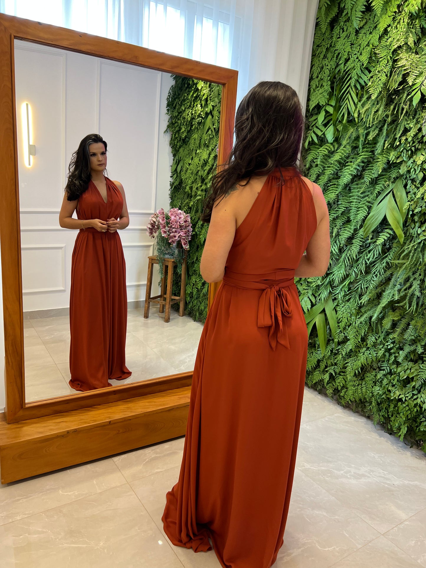 Vestido Longo Conf Tamanho Único Sem Manga - Terra Cota