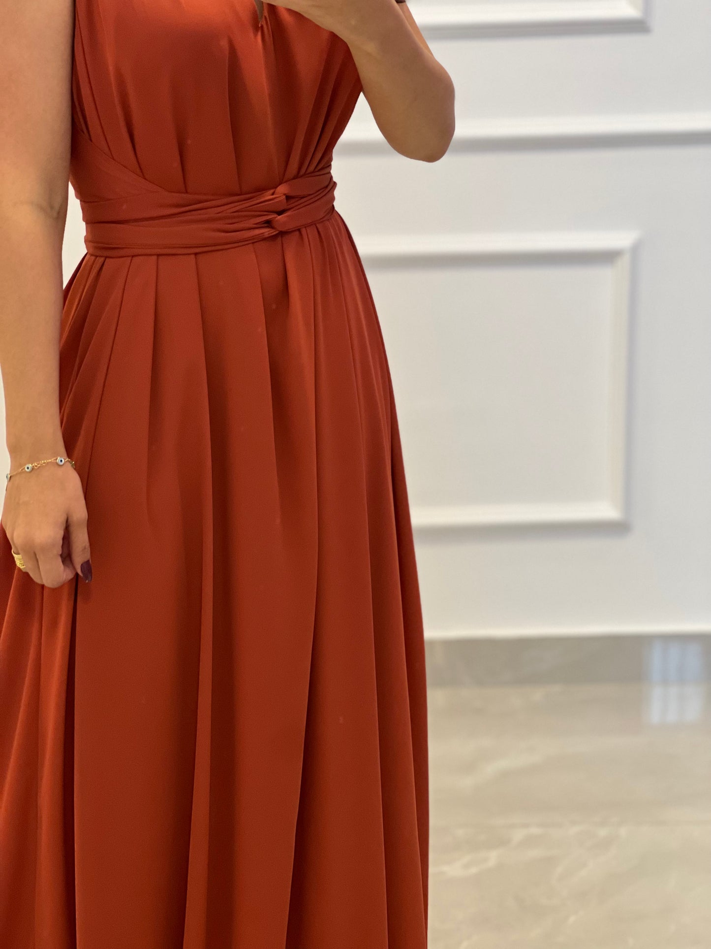 Vestido Longo Conf Tamanho Único Sem Manga - Terra Cota