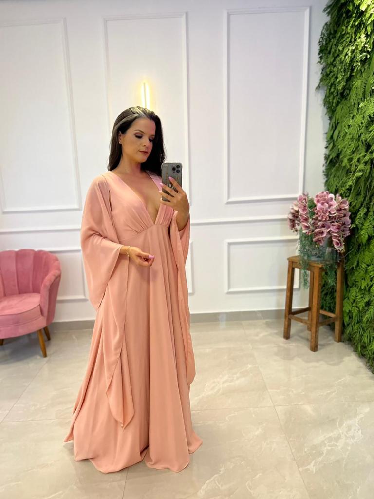 Long Flowy Sleeve Dress - Rose