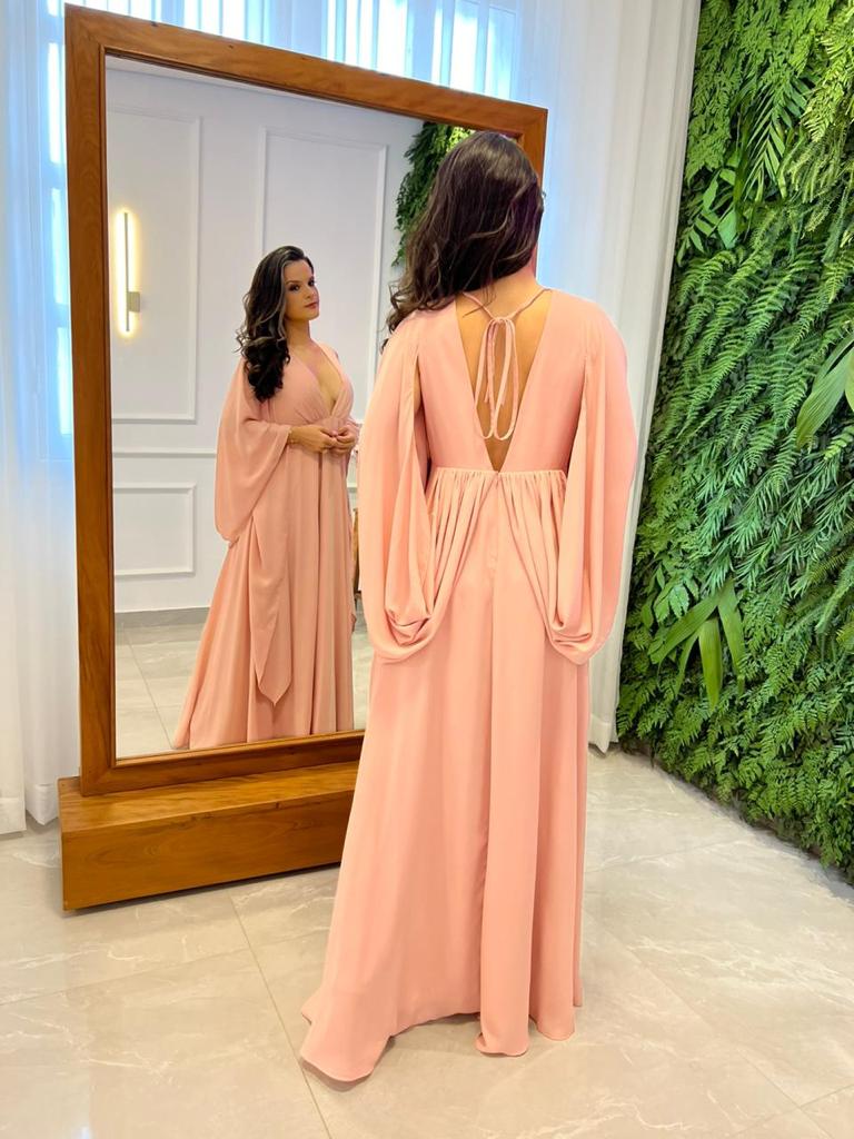 Long Flowy Sleeve Dress - Rose