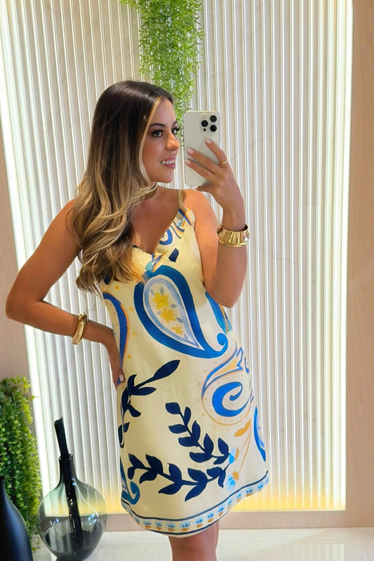 Vestido Curto Dec V Algas ARTE - Estampado 5473