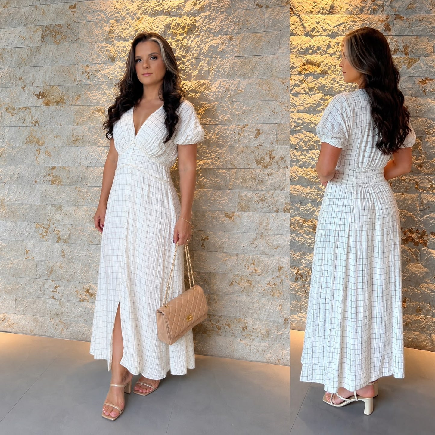 Vestido Midi Quadriculado PIS- Estampado 5871