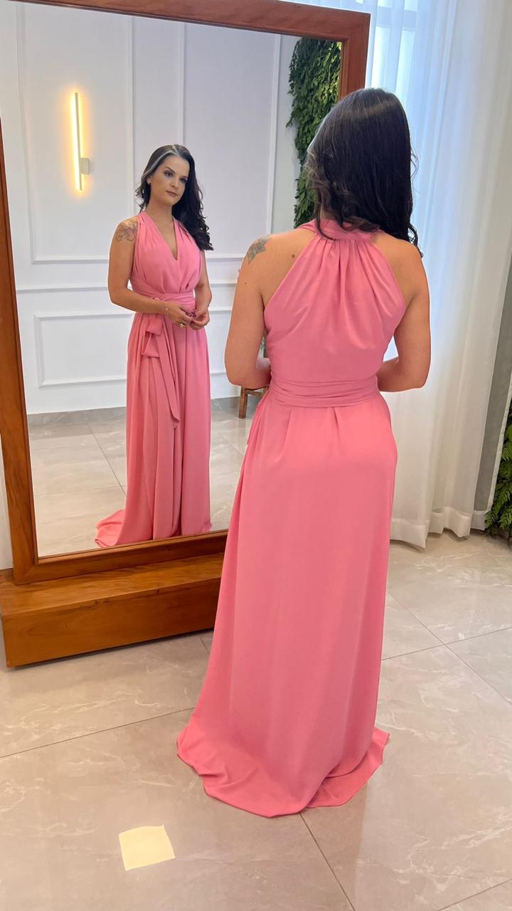 Vestido Longo Conf Tamanho Único Sem Manga - Rosa