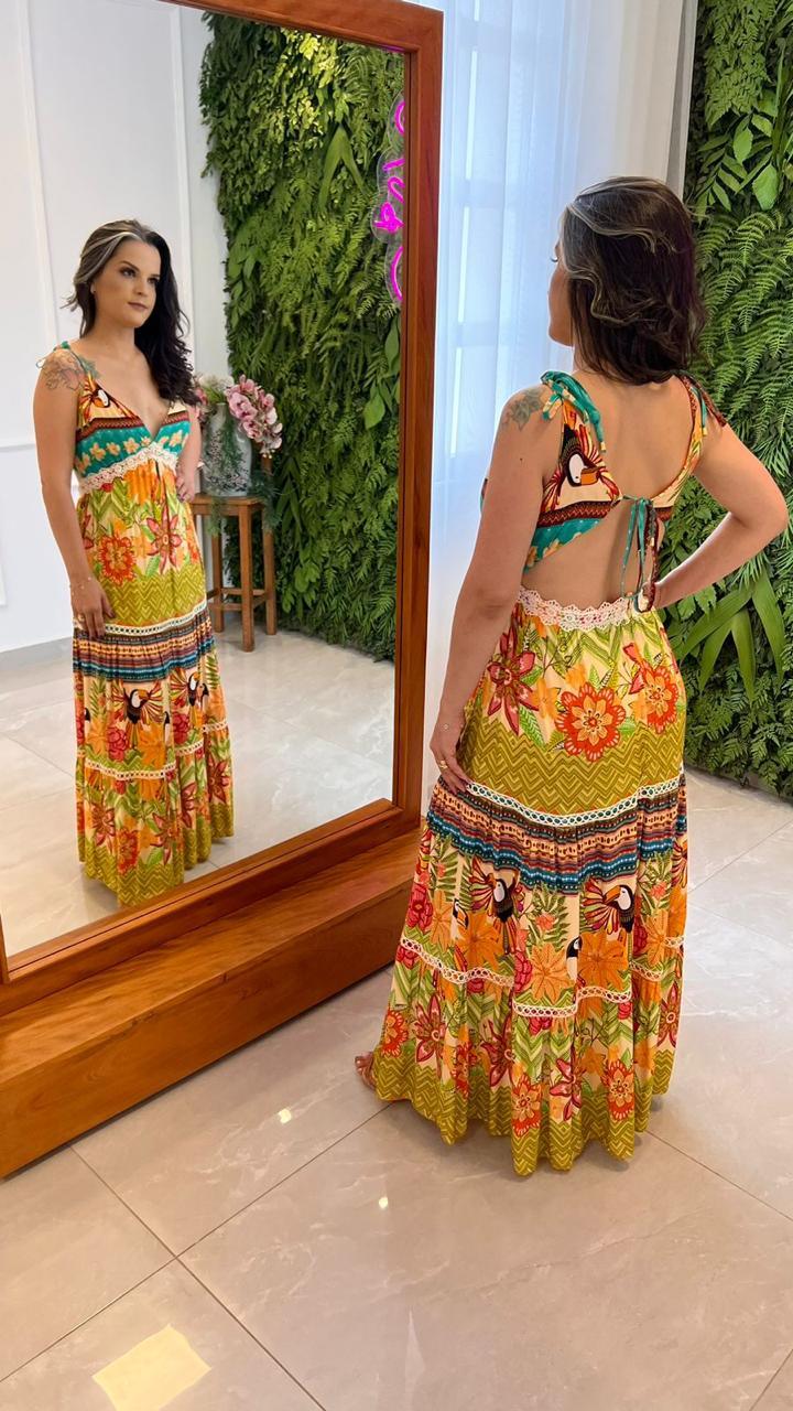 Vestido Largo Guipir - Estampado