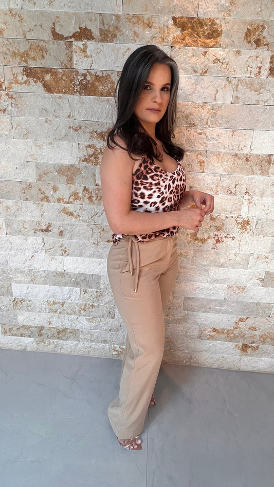 Calca Alfaitaria Tencel Trin-Capuccino / Bege 5324