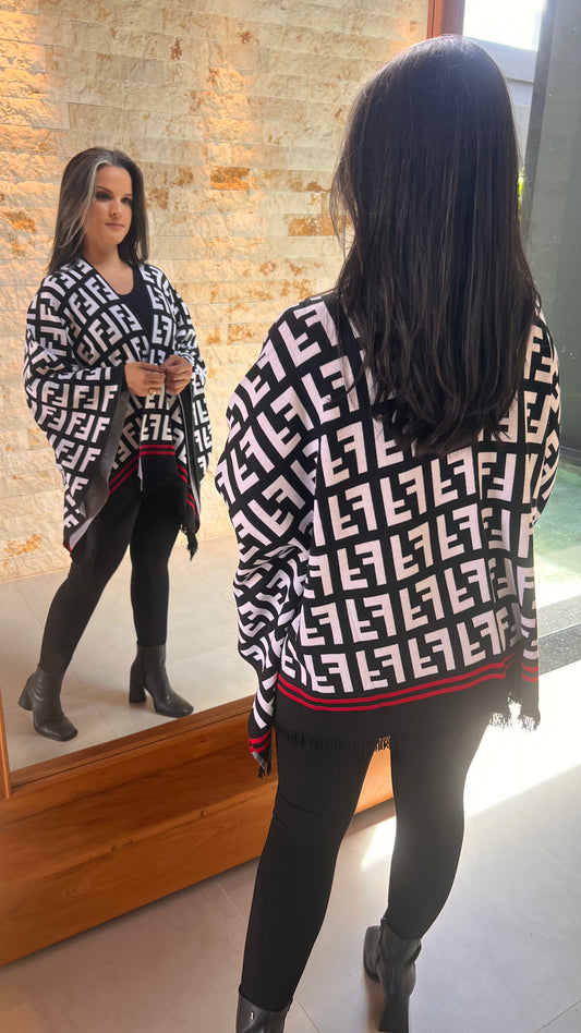 Xale Inspiração - Estampado Preto 3892