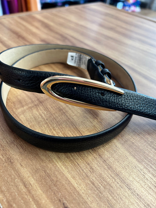 Cinto Couro Fivela Dourada - Preto 5313