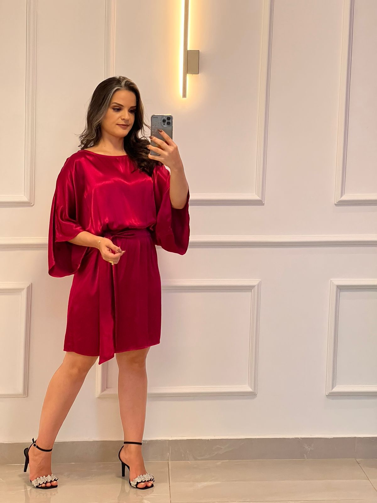 Vestido Curto Acetinado Bonina - Rosa