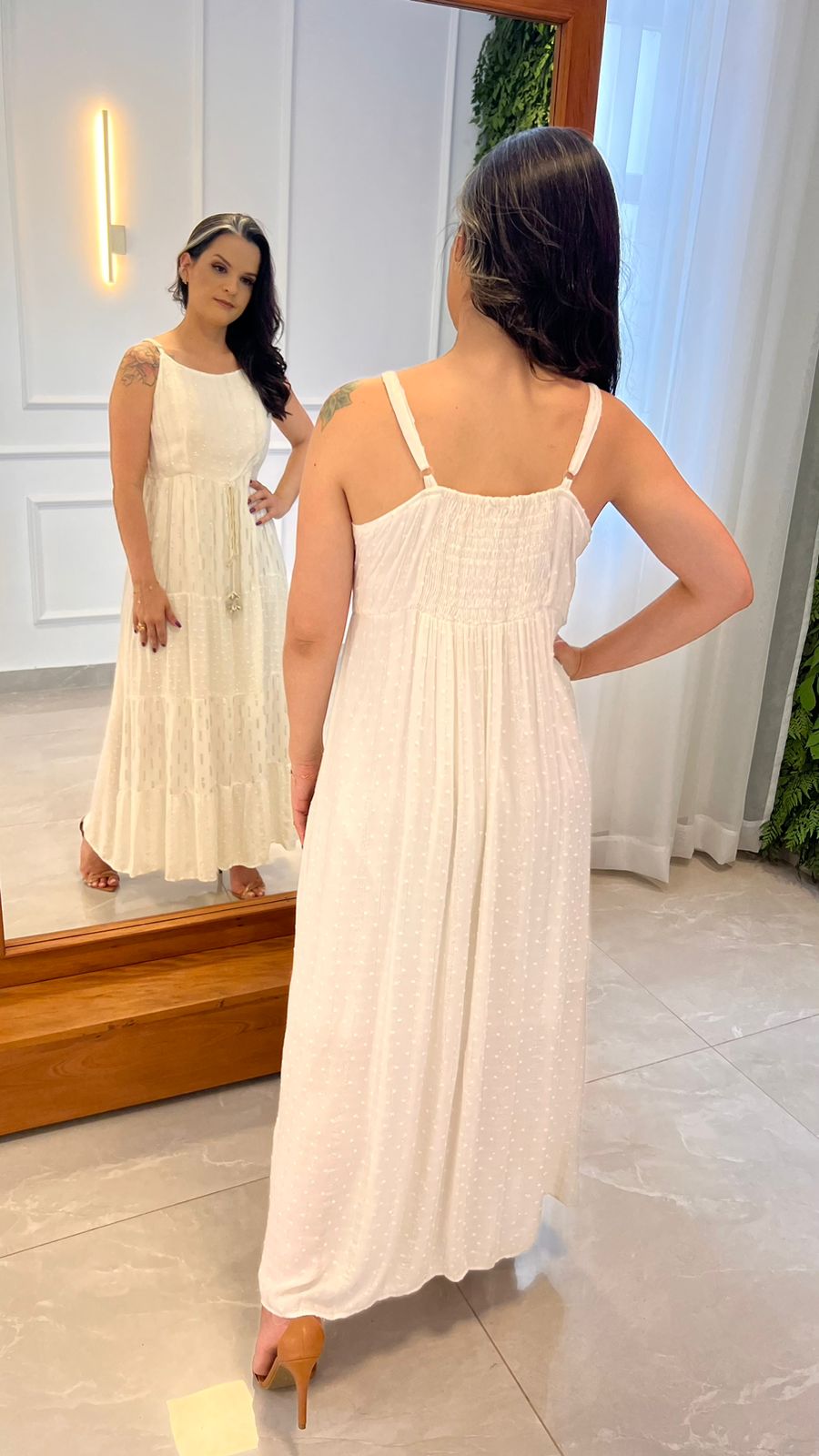Desirre Glitter Shell Long Dress - White