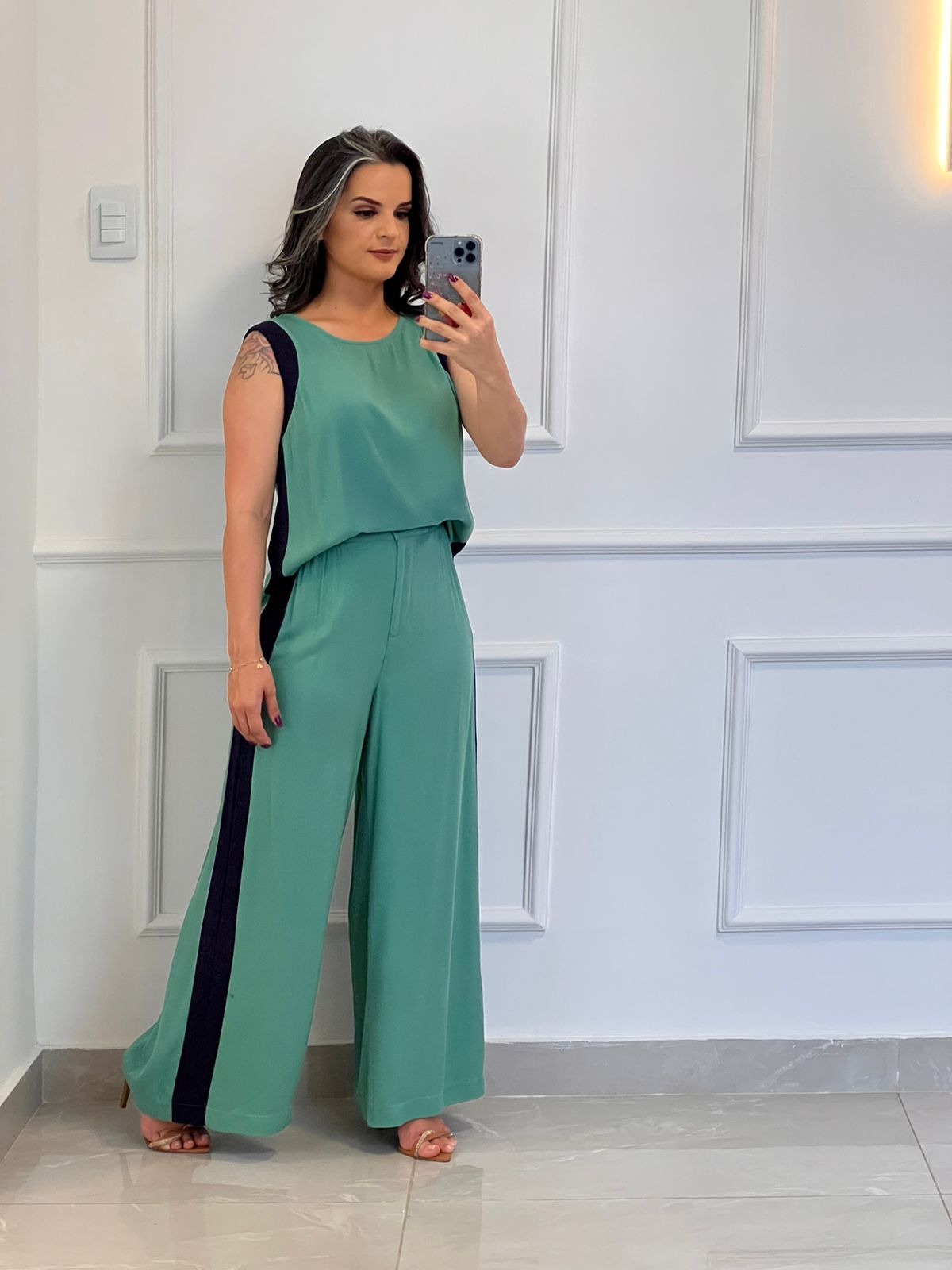 Conjunto Calça e Blusa Bicolor - Verde