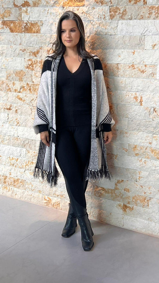 Xale Pashimina Quadriculado - P e B 3895