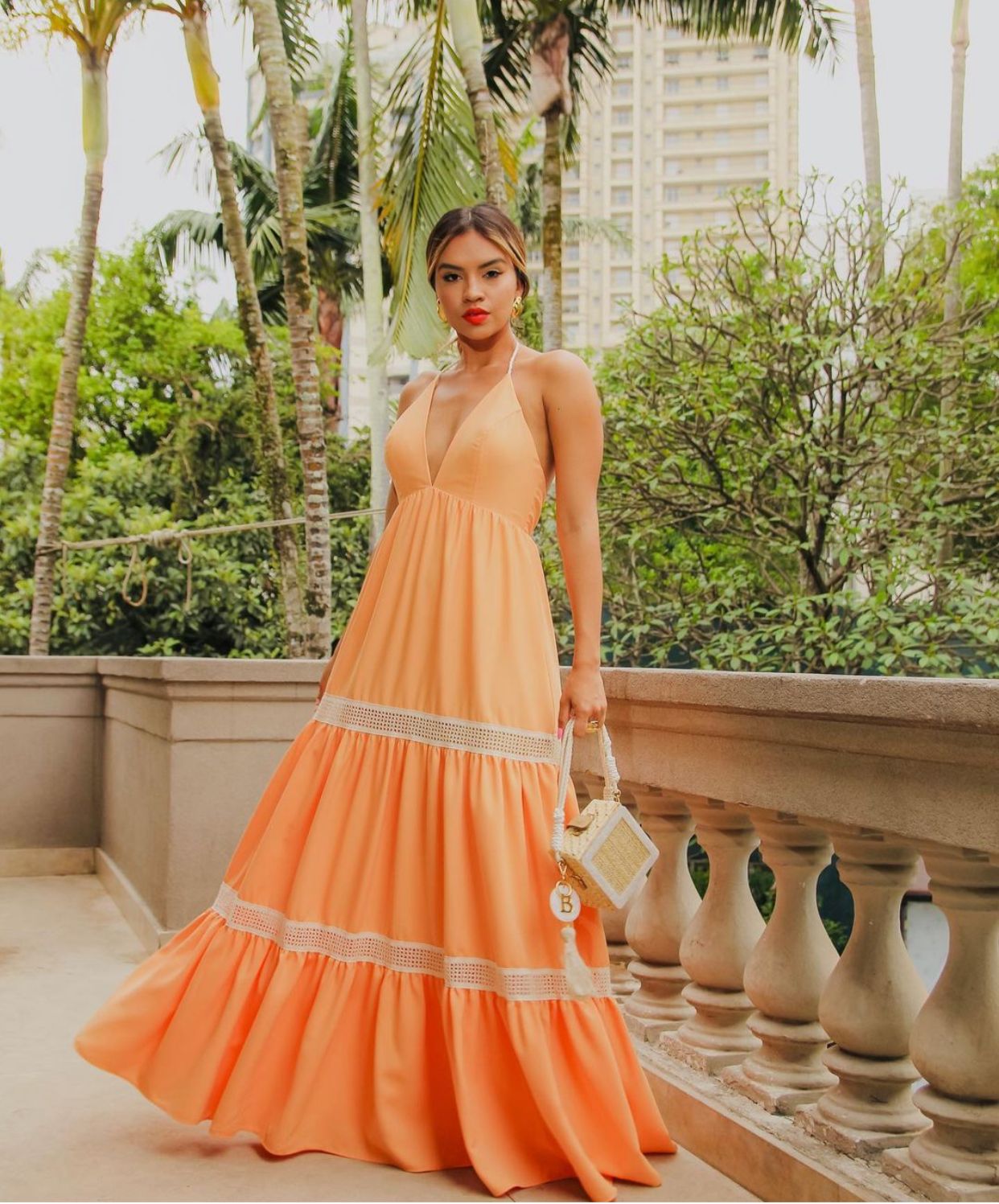 Long Dress Single Front - Orange
