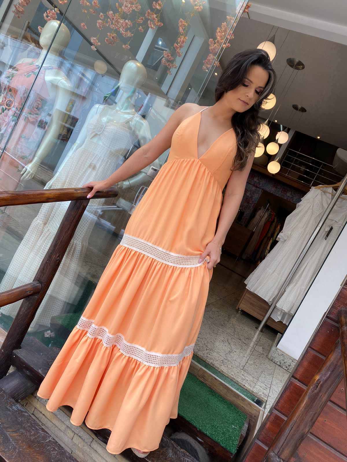 Long Dress Single Front - Orange