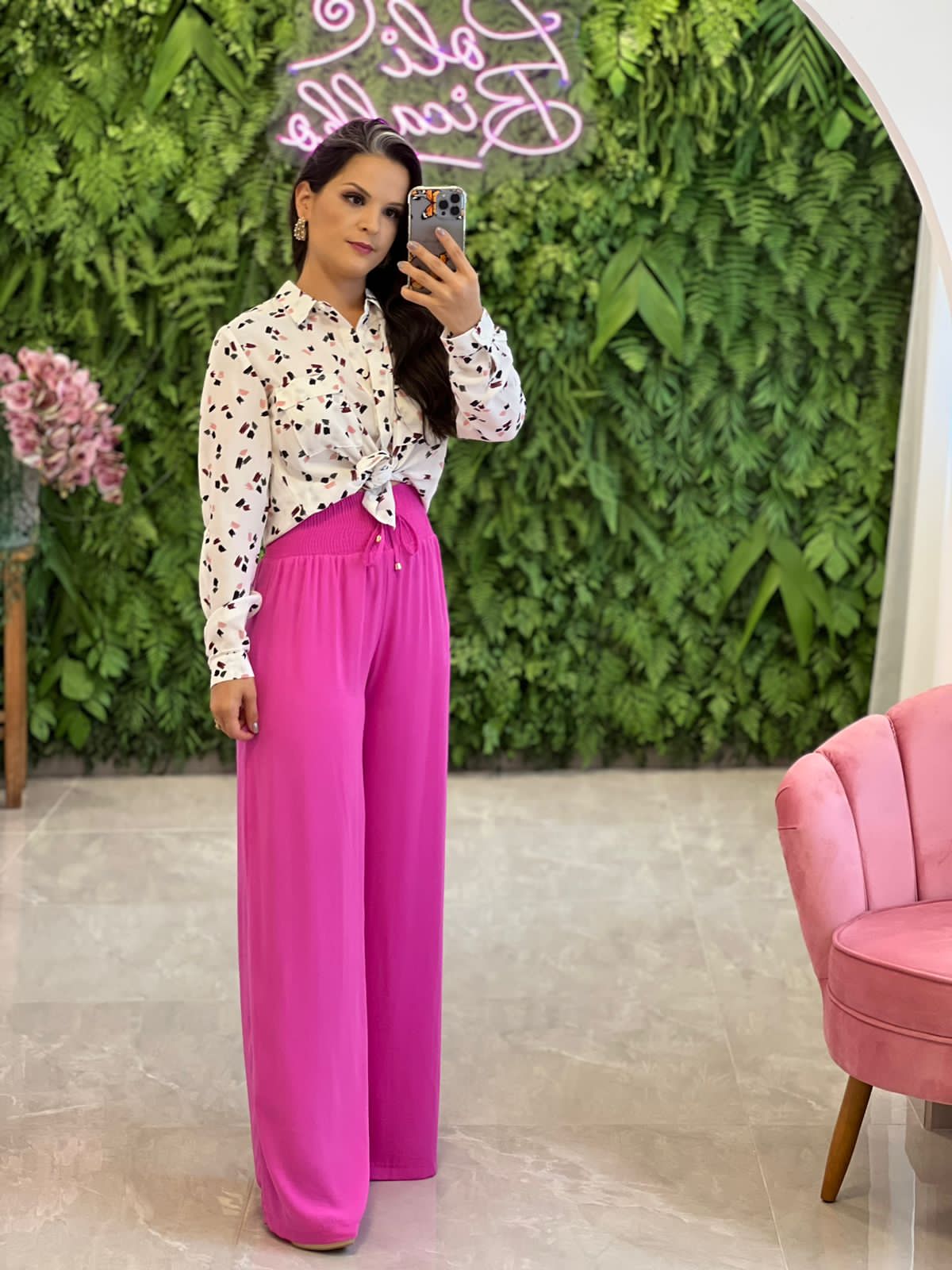 Pantalona Pantalona Crepe Pala in Lastex - Pink
