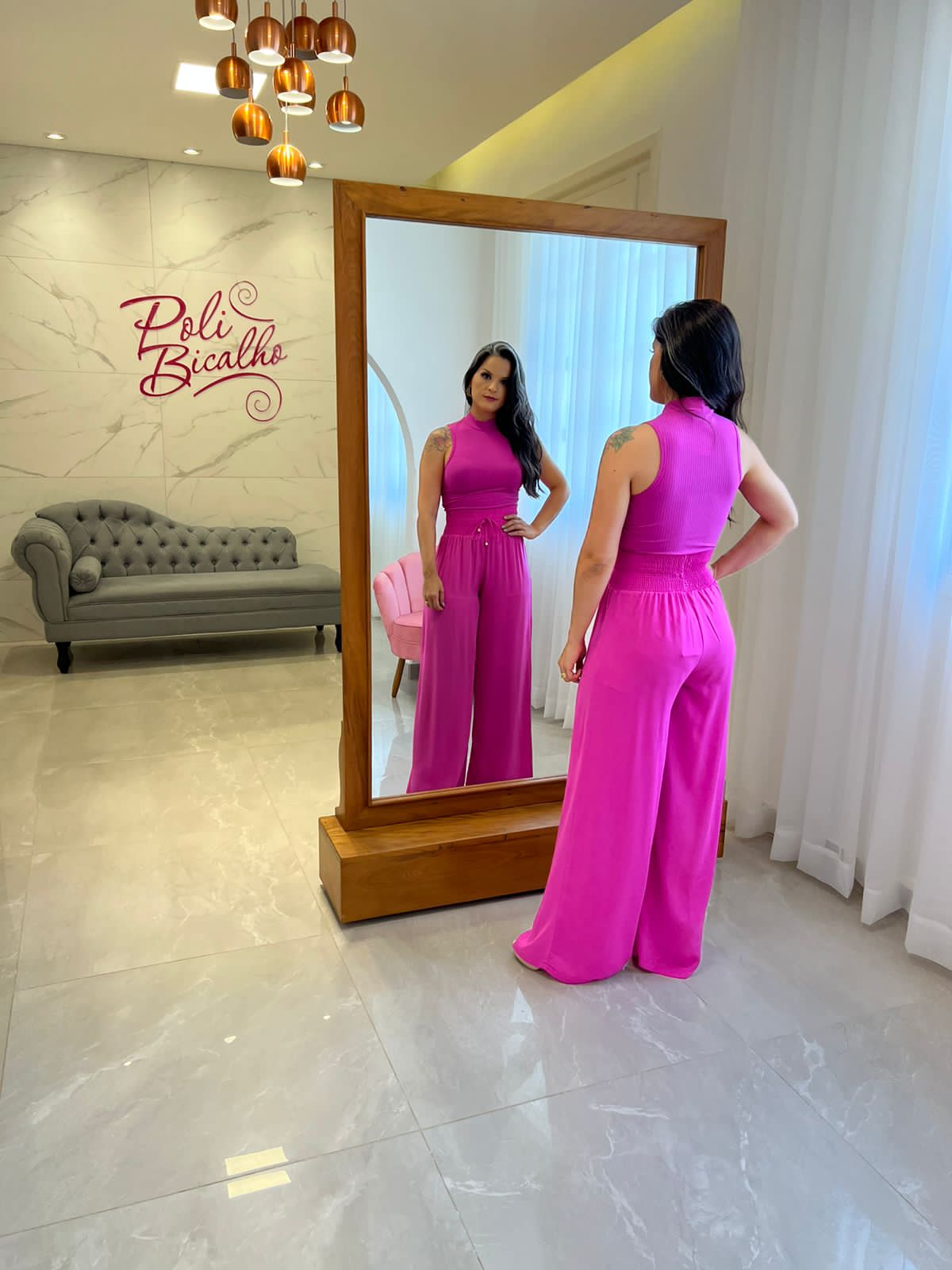 Pantalona Pantalona Crepe Pala in Lastex - Pink