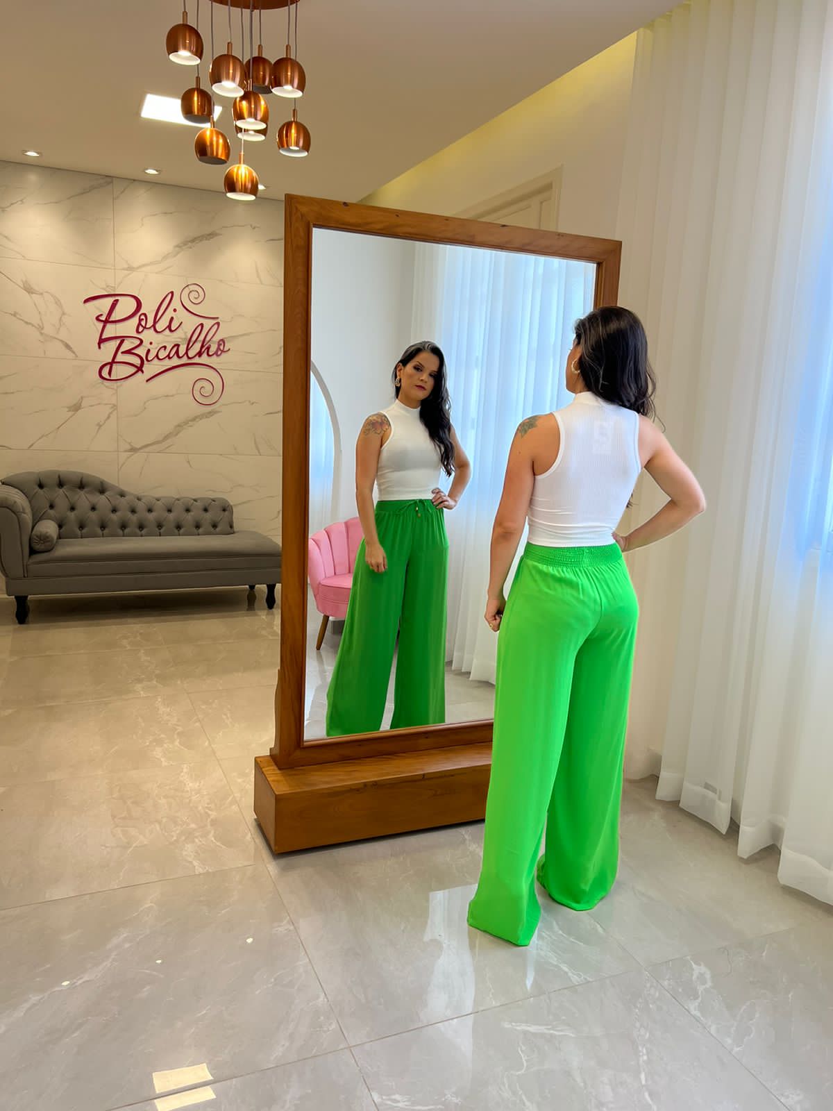 Pantalona Pantalona Crepe Pala in Lastex - Green