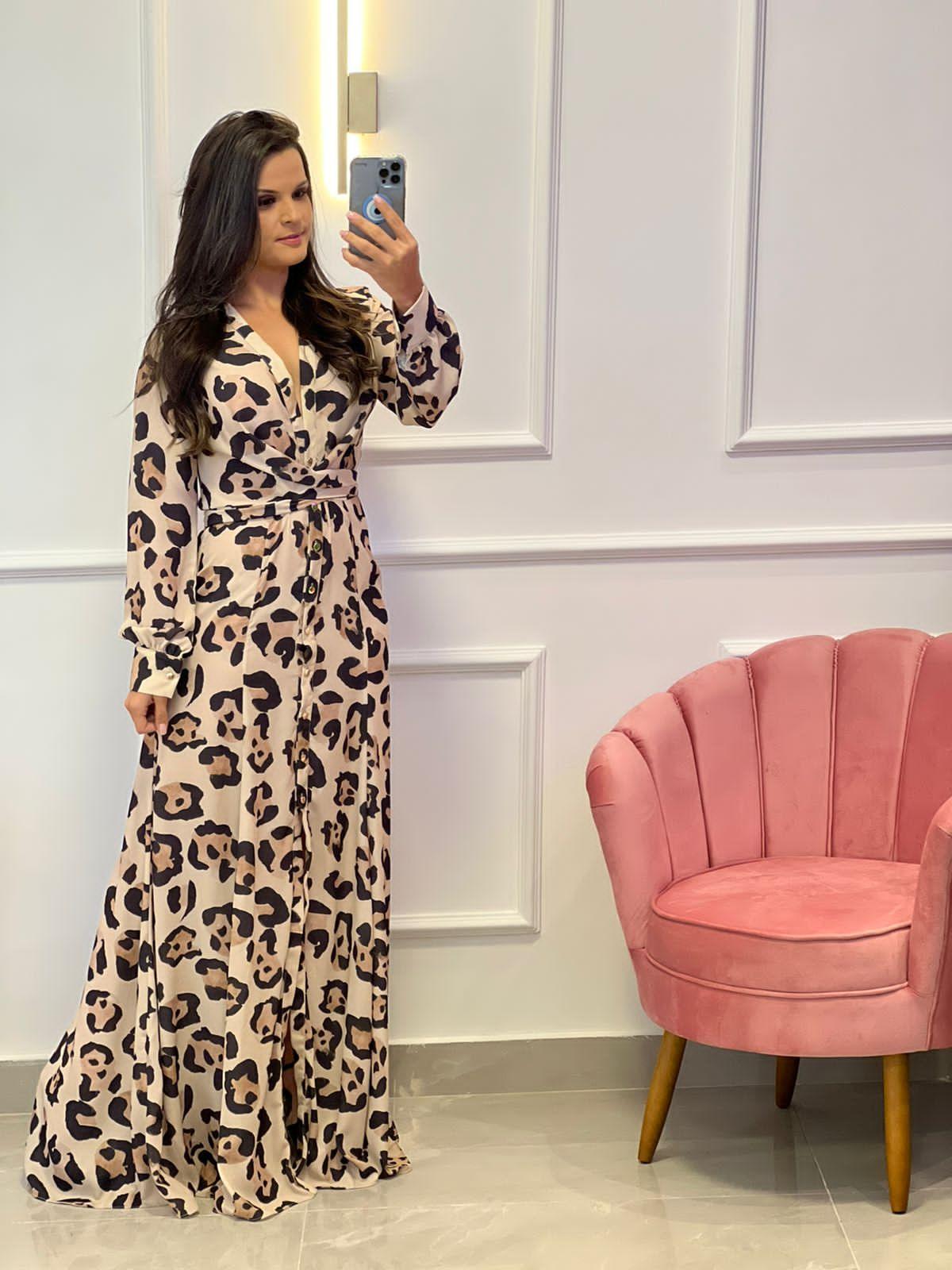 Chemisse Largo Atado a la Cintura - Estampado Jaguar