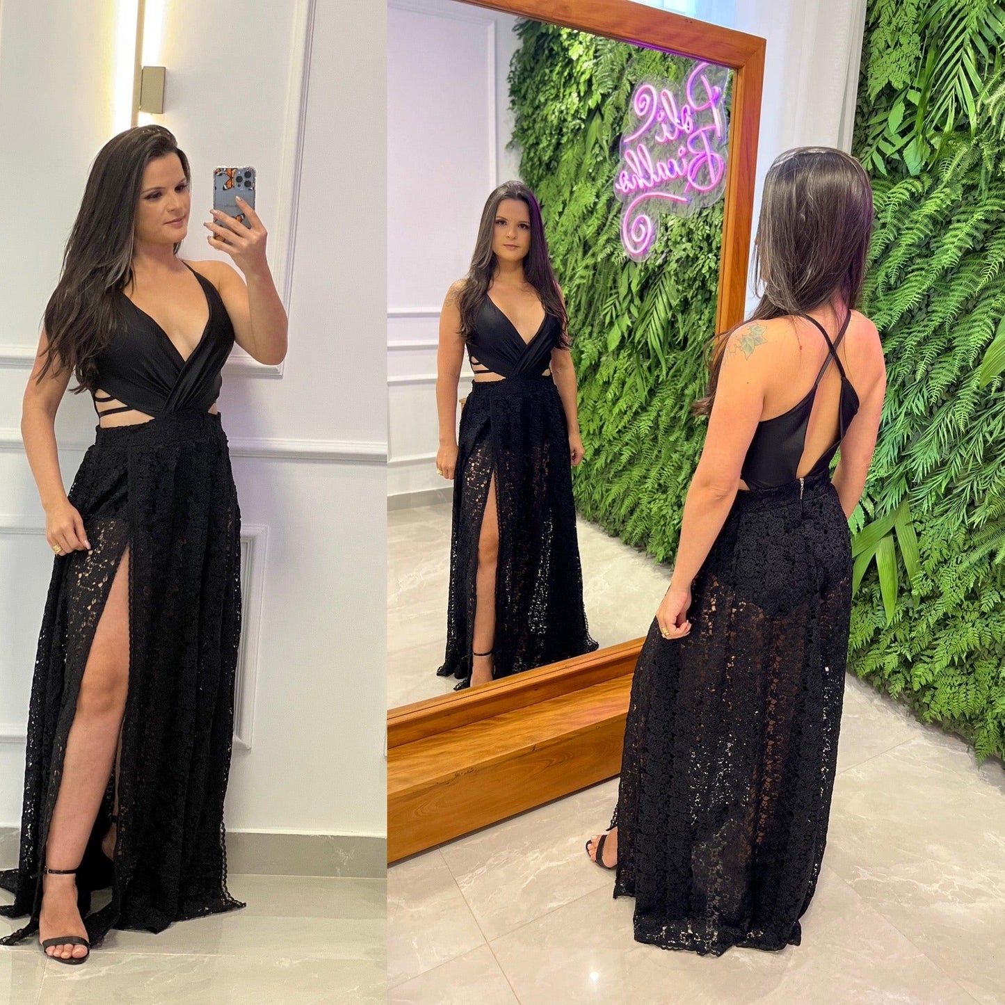 Vestido Longo Hot Pants Decote - Preto