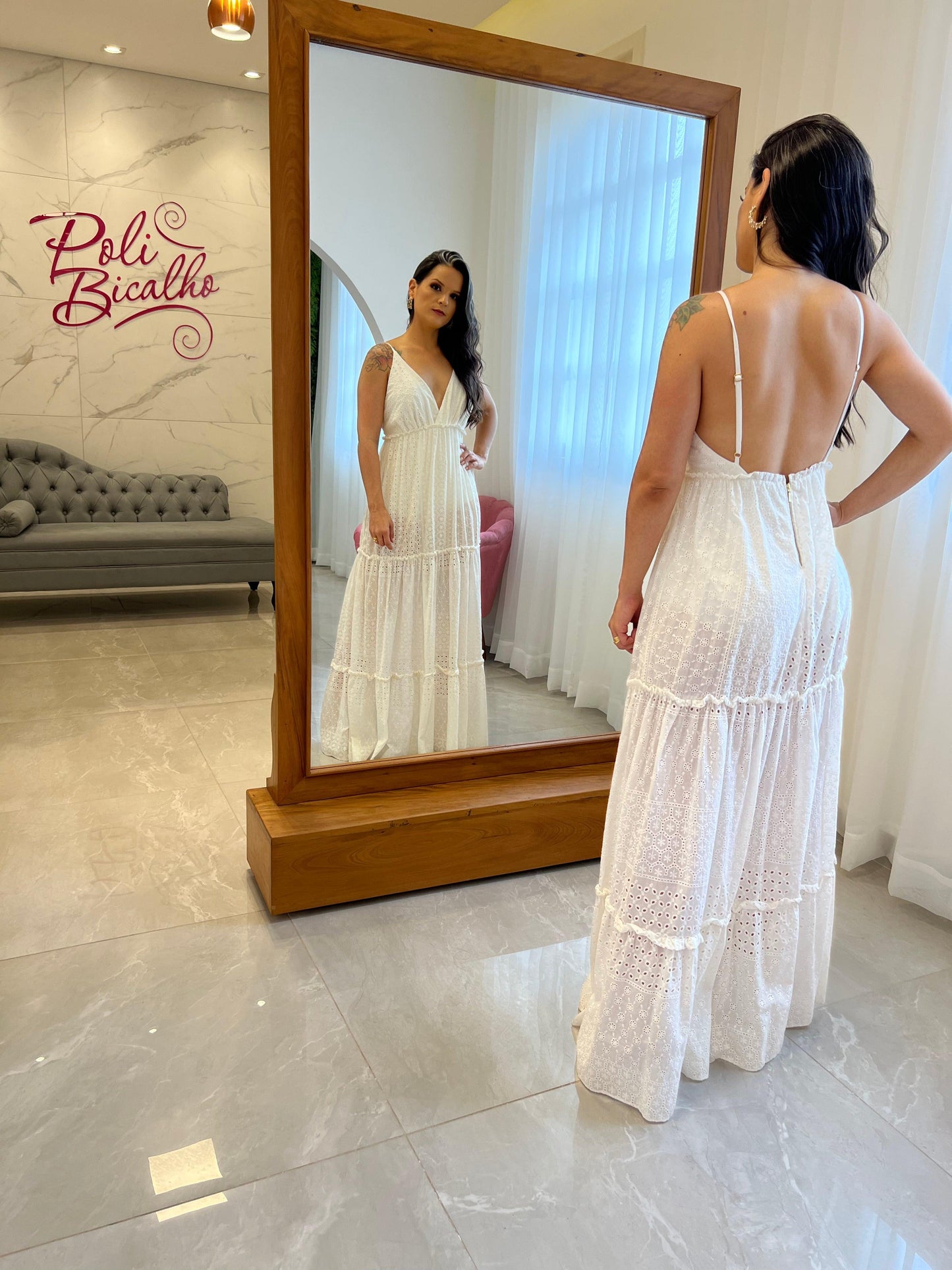 Vestido Largo Laise Hot Pants - Blanco