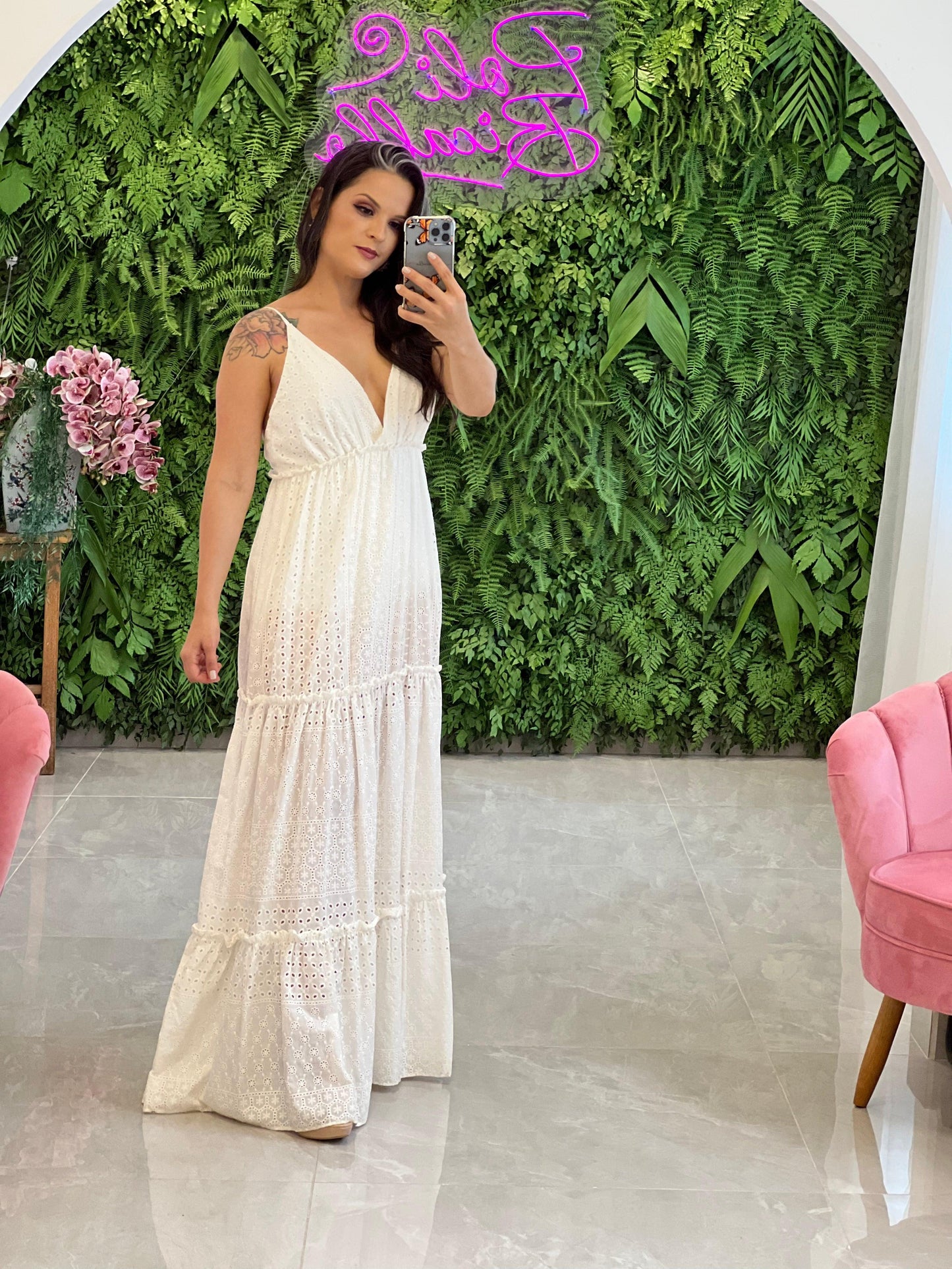 Vestido Largo Laise Hot Pants - Blanco