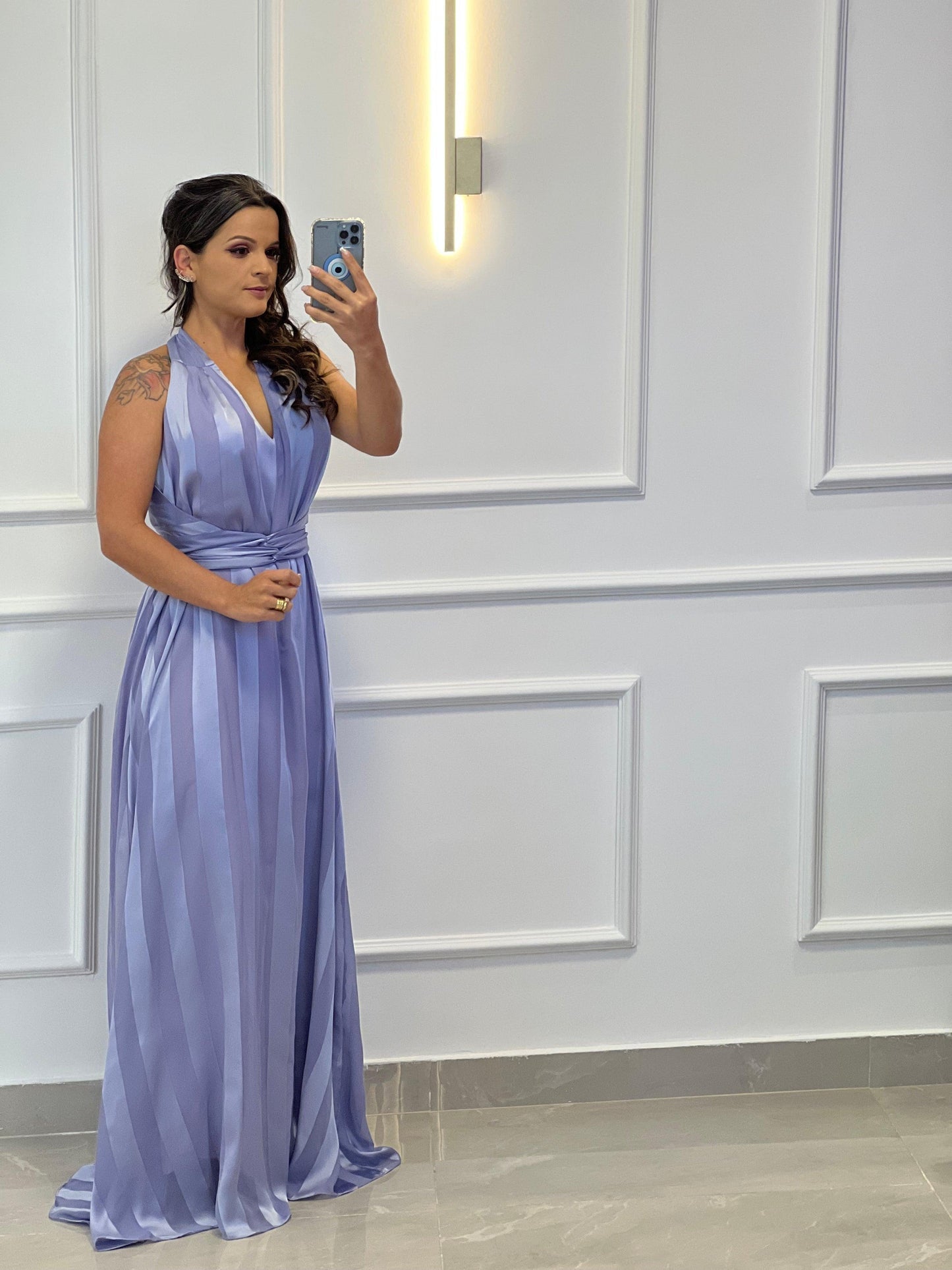 Vestido Largo Sin Mangas Talla Única - Raya Lavanda