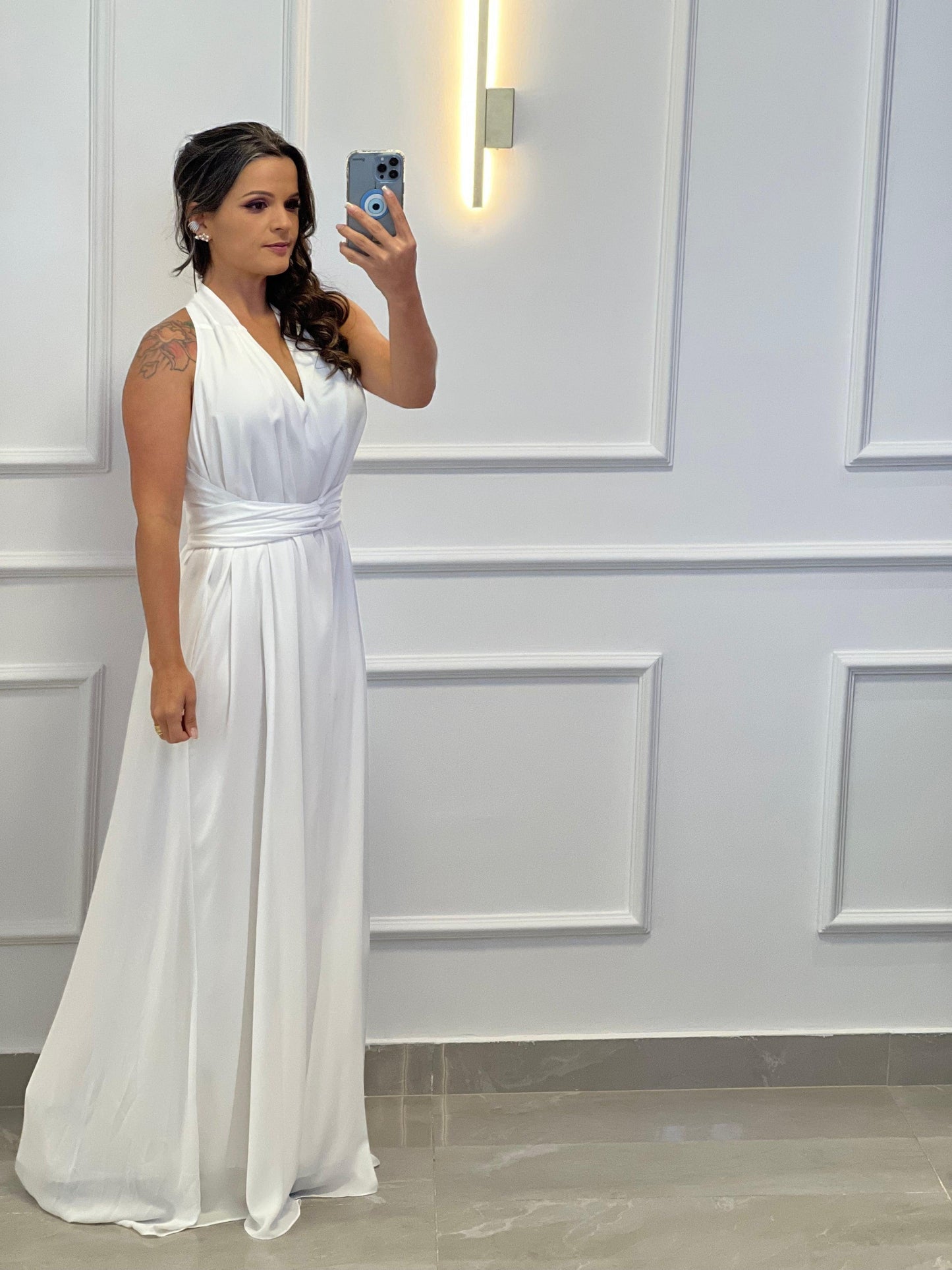 Vestido Largo Sin Mangas Talla Única - Blanco