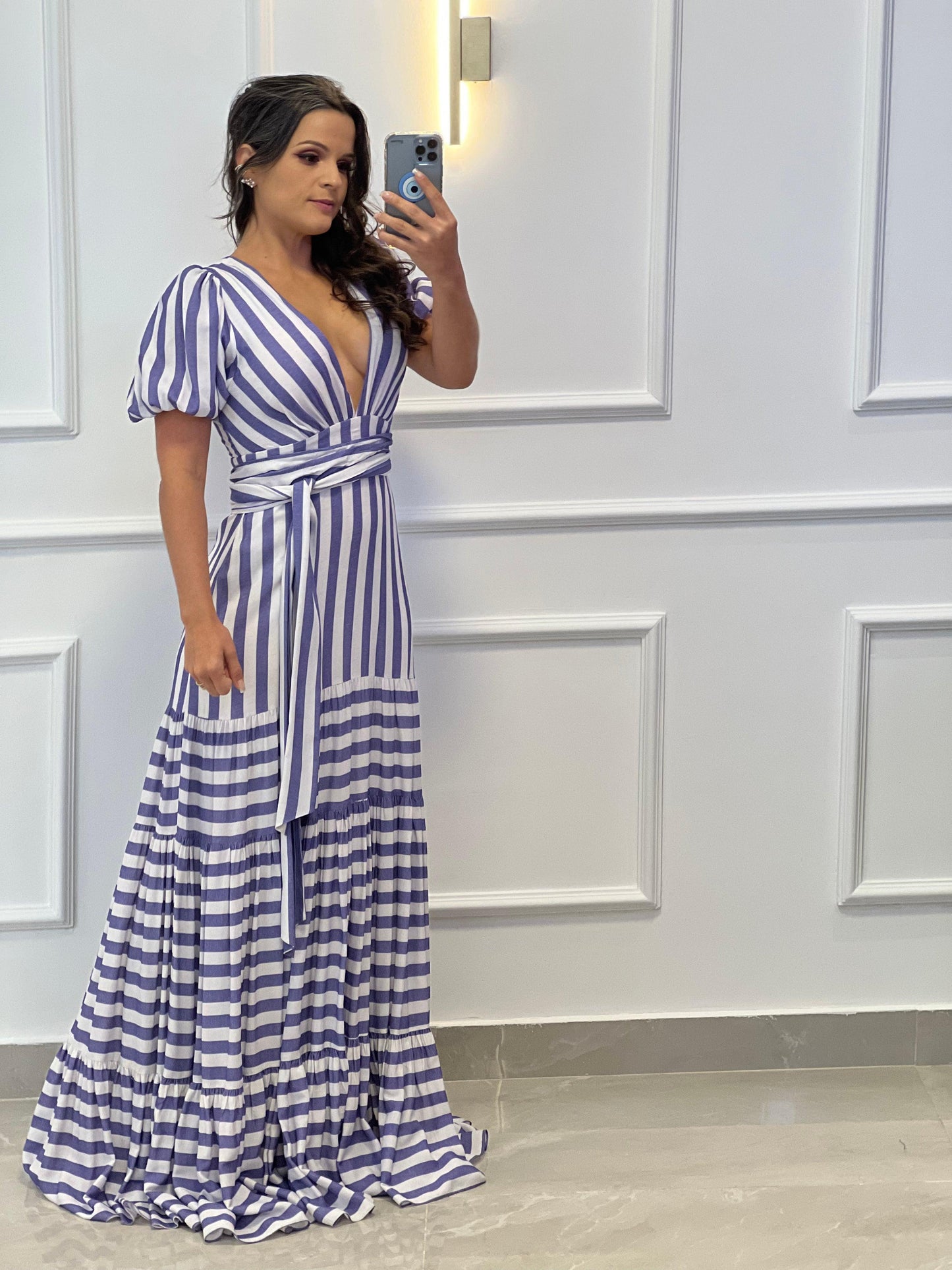Vestido Largo Rayas - Estampado