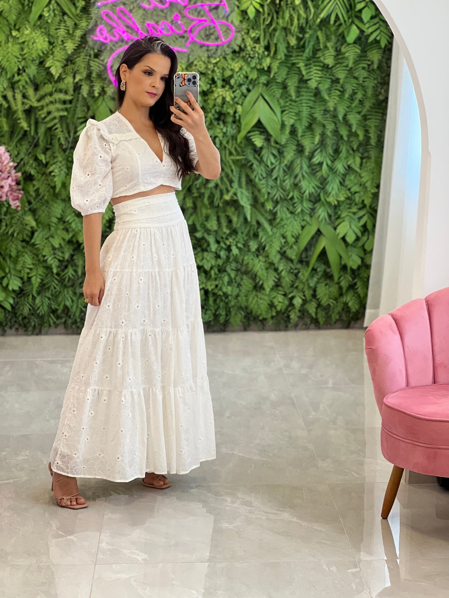 Conjunto de falda corta Lesie - Blanco