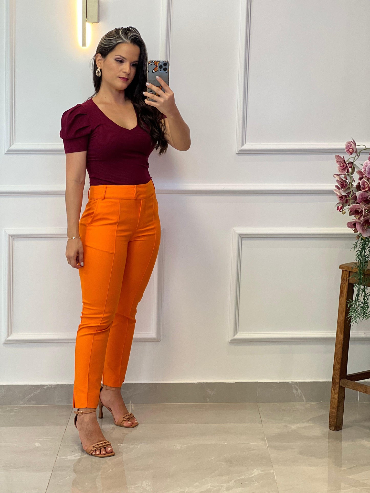 Pantalón Sastrería Tejido Portinari - Naranja