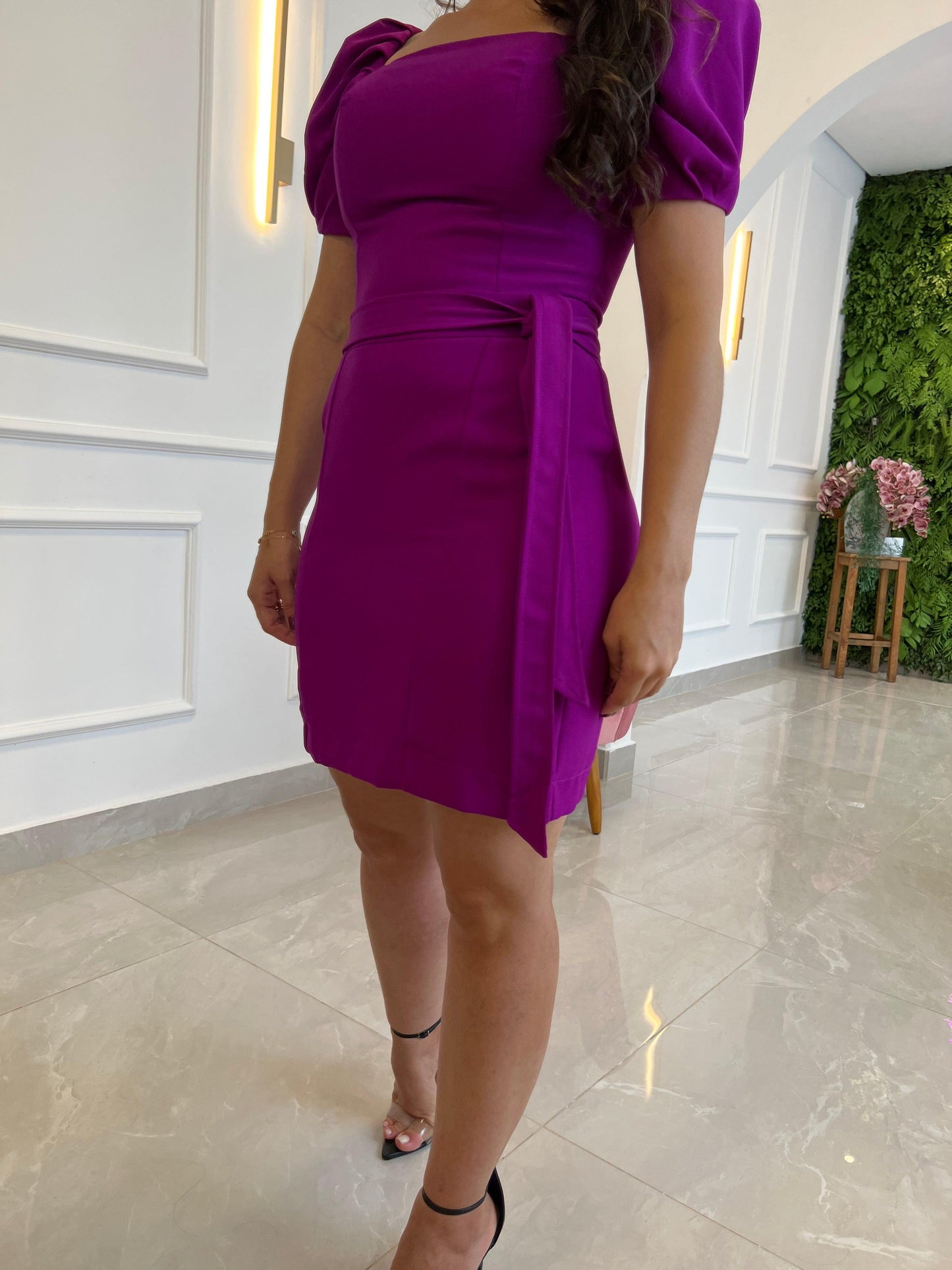 Vestido de princesa de manga corta - Púrpura