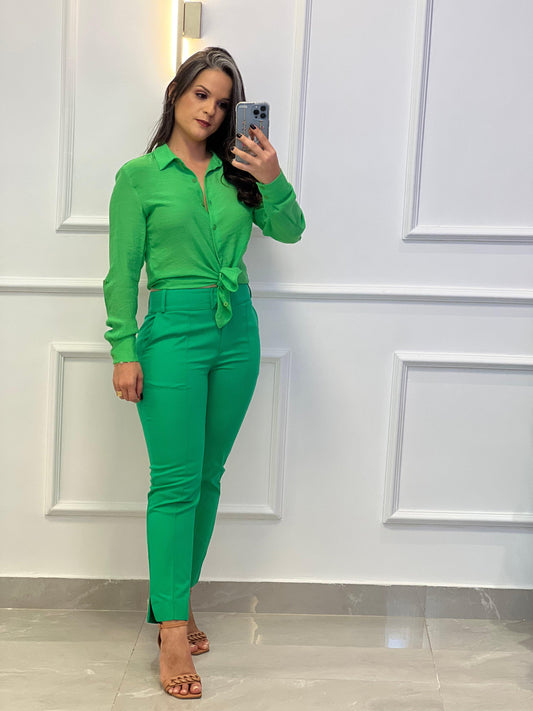 Tailoring Trousers in Portinari Fabric - New Green