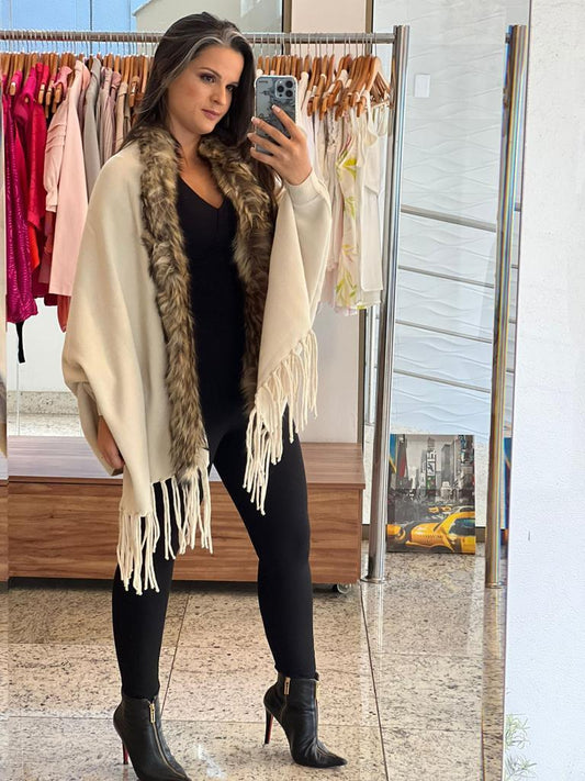 Xale Pashimina Com Vista em Pele - Mescla 3991