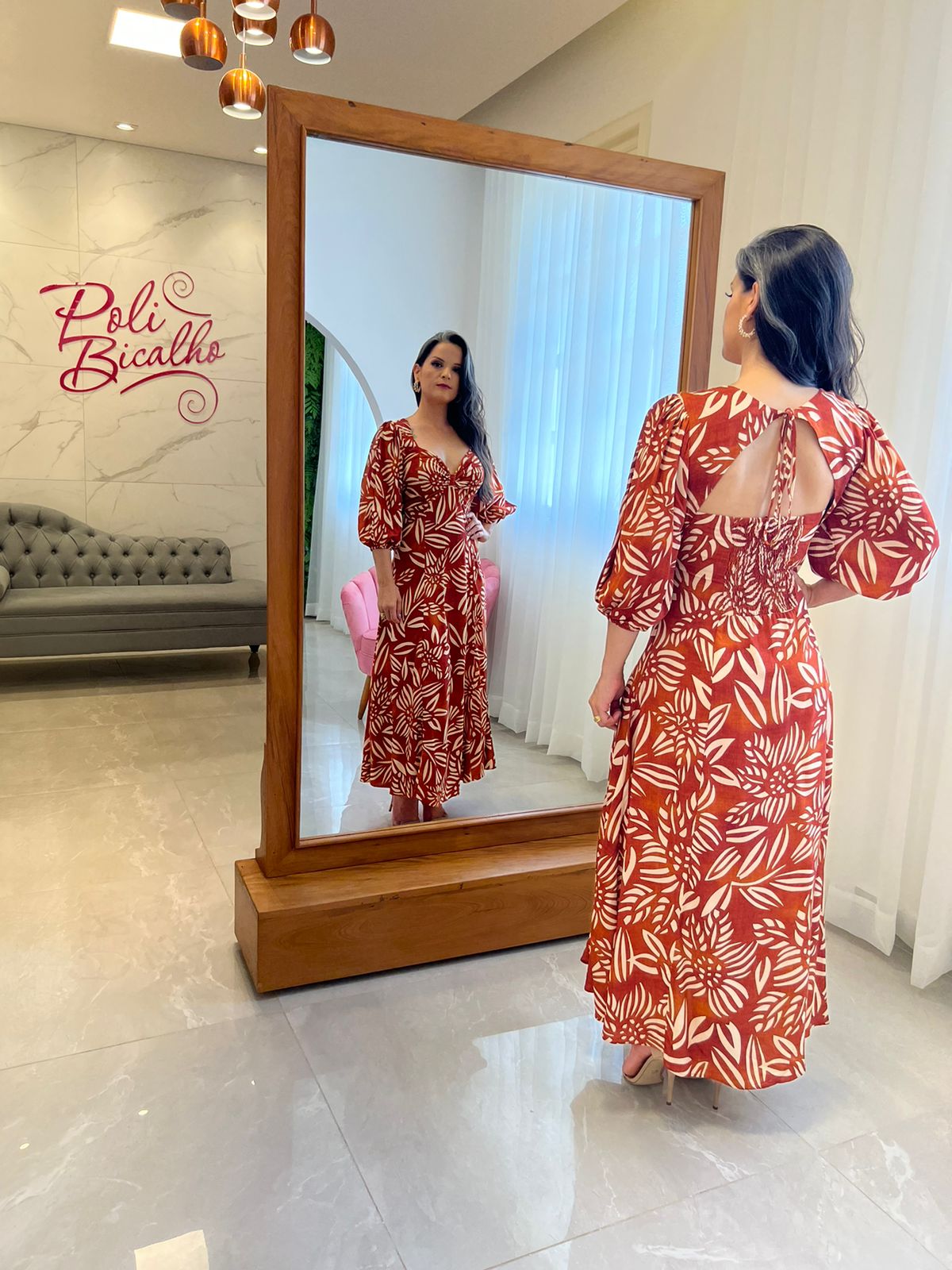 Long Dress Tie Back - Printed