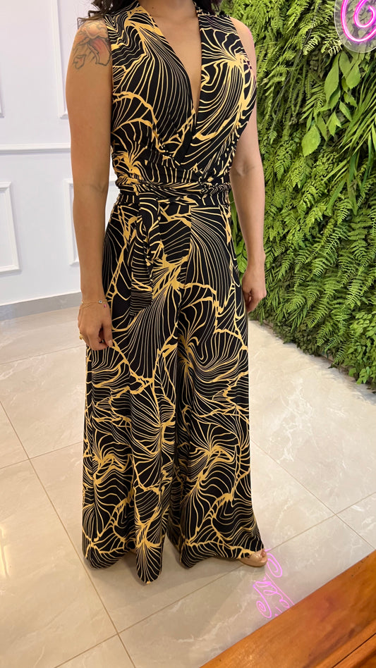 Macacão Pantalona Amarração - Liso Amarelo 4800