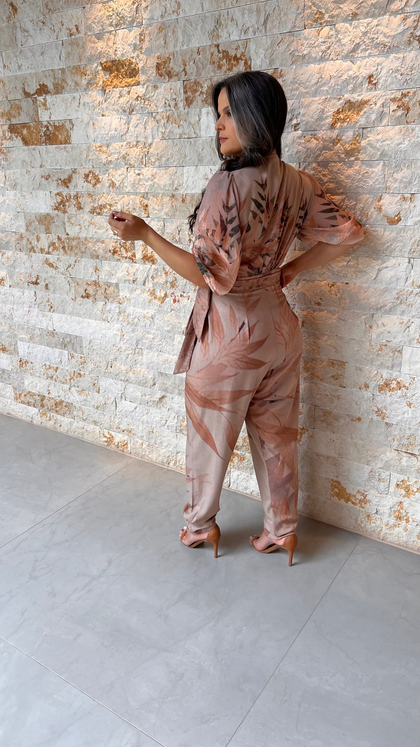 Macacão Amarração Cintura YU- Nude 6052