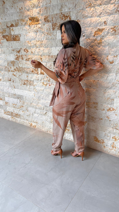 Macacão Amarração Cintura YU- Nude 6052