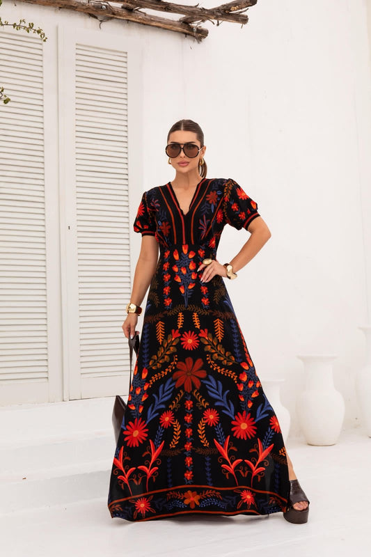Vestido Longo Flor Vermelha ARTE- Estampado