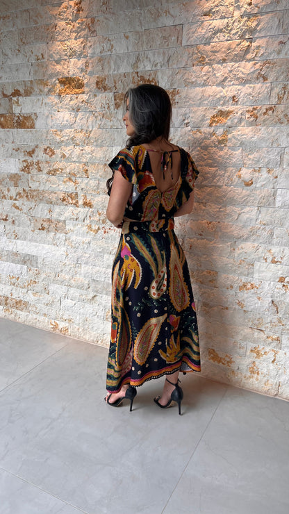 Vestido Midi Vazado Lateral RIO- Estampado 6000