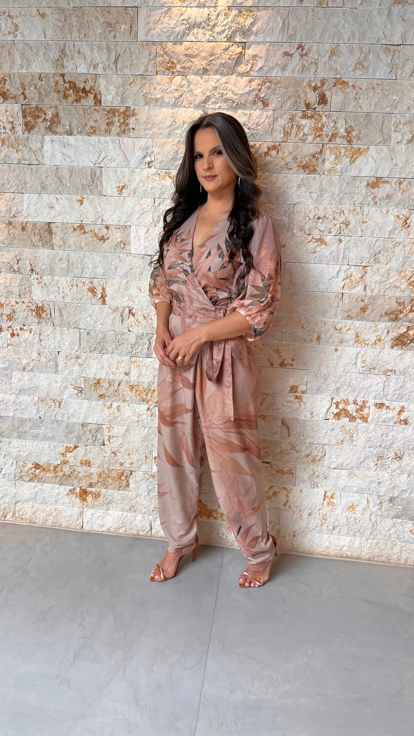 Macacão Amarração Cintura YU- Nude 6052