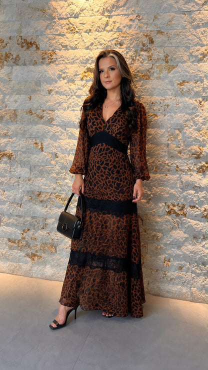 Vestido Longo Animal Print CLE- Estampado 6236