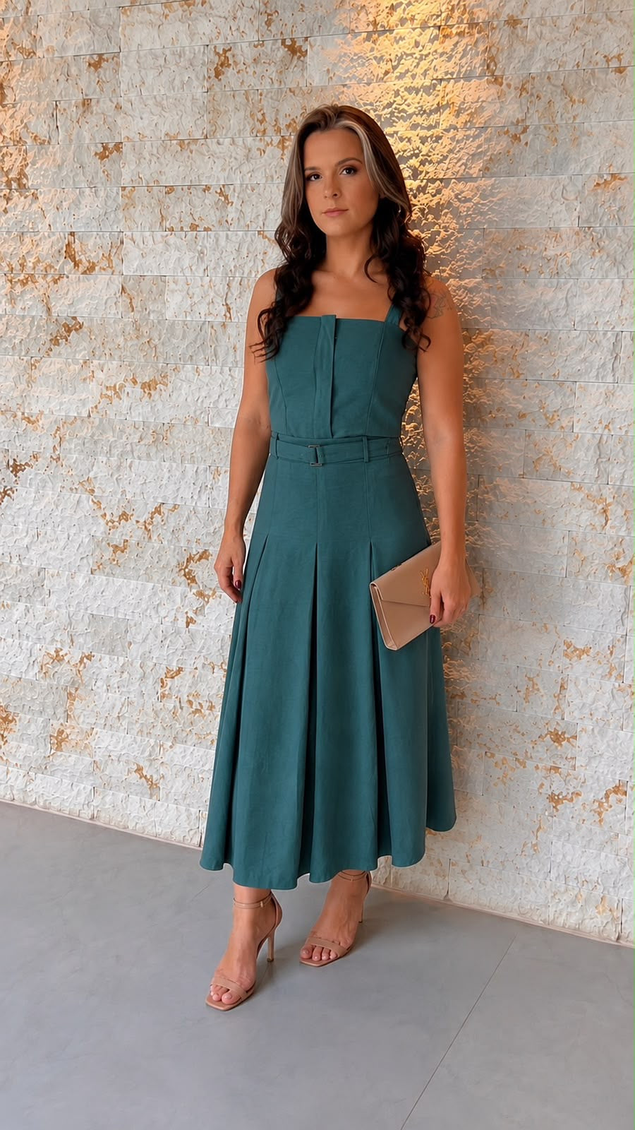 Conjunto Blusa e Saia Midi Vintage PIS- Verde 5592