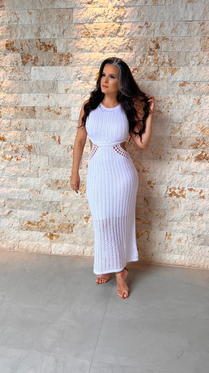 Vestido Longo Trico Flavia POLI- Branco 5875