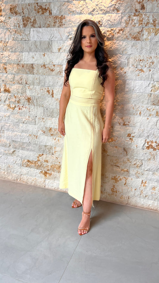 Conjunto Saia cropped Pespontada JEN- Amarelo 5973