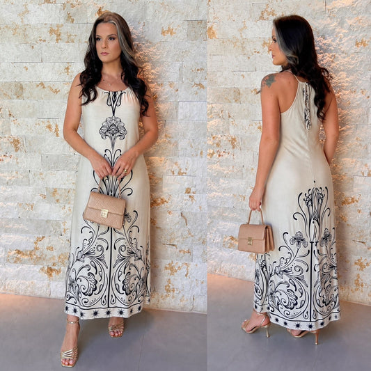 Vestido Midi Alcinha Arabesco PIS- Estampado 6039