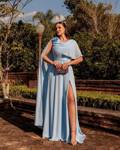 Vestido Longo Capa Flor PHI- 6032