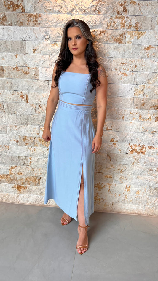 Conjunto Saia cropped Pespontada JEN- Azul 5973