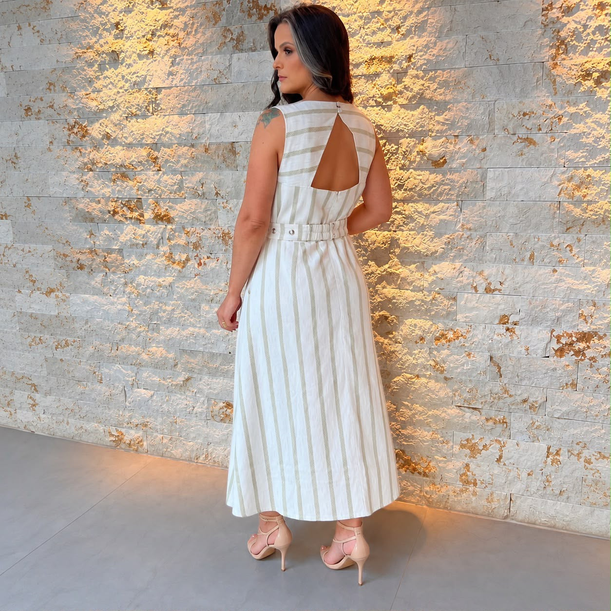 Vestido Midi Listras CLE- Estampado 6106