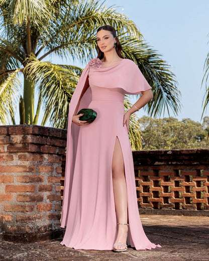 Vestido Longo Capa Flor PHI- 6032