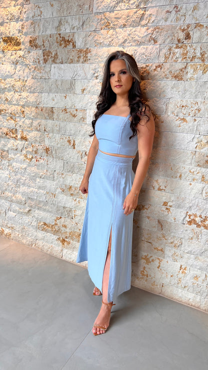Conjunto Saia cropped Pespontada JEN- Azul 5973
